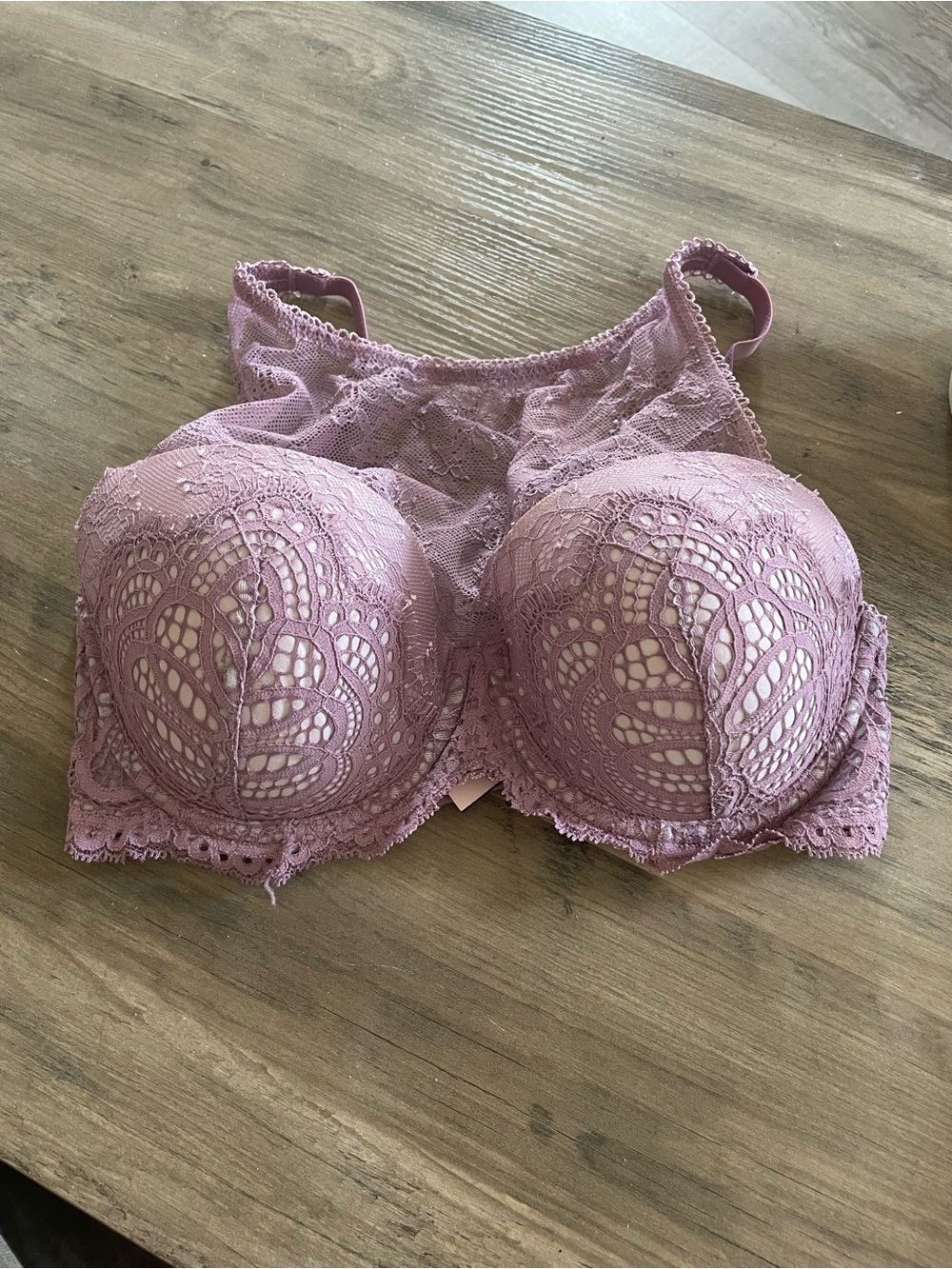 Victoria’s secret Dream Angels lavender floral lace lined demi bra 32DD NEW